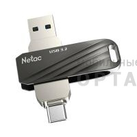 Флешка USB3.0 64GB Netac  US11 Dual  чёрный/серебро  (USB 3.0 / Type C)