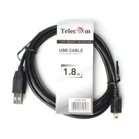 Кабель TELECOM USB2.0 - mini-B, чёрный, 1.8 м. (1/150)
