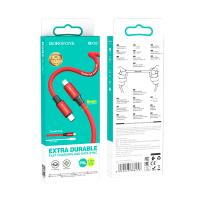 Кабель Type-C to Lightning Borofone BX82 Bountiful, 1m, 3.0A, 20W, красный